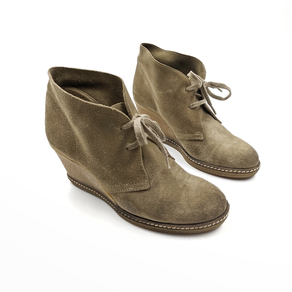 J CREW Suede Lace Up Wedge Ankle Booties Sz 6